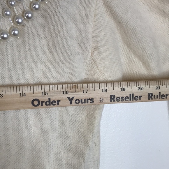 Fully fashion wool and rabbit blend pearl embellished pullover ladies sweater - Picture 8 of 12